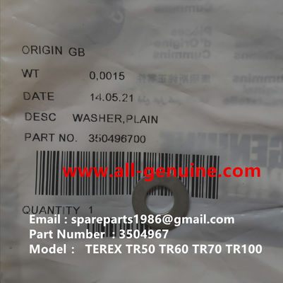 Китай ДВИГАТЕЛЬ CUMMINS TEREX 3504967 ШАЙБА ПРОСТАЯ TR50 TR60 TR70 КАРЬЕРНЫЙ ВНЕДОРОЖНЫЙ САМОСВАЛ поставщик